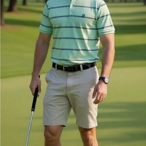 Oxford Men's Cream Flat Front Shorts